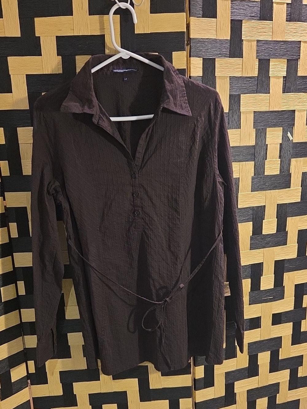 Thyme Maternity Brown Long-Sleeve Button Pullover Maternity Top